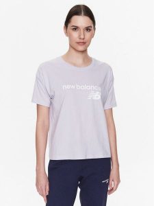 New Balance T-Shirt Stacked WT03805 Fioletowy Relaxed Fit. Fioletowe t-shirty New Balance, s, bez wzorów, z bawełny, bez kołnierzyka, bez ramiączek. Za 119,99 zł.