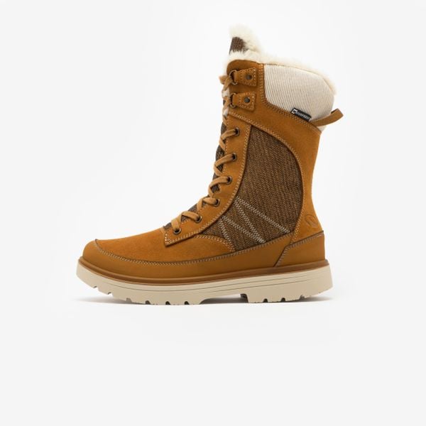 Buty turystyczne damskie Quechua NH900 skóra. Brązowe buty trekkingowe QUECHUA, ze skóry, bez zapięcia. Za 399,99 zł.