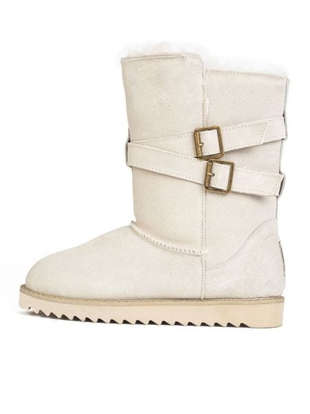 Gooce Skórzane kozaki zimowe "Huntspill Waterproof" w kolorze białym rozmiar: 39. Białe kozaki Gooce, na zimę, bez wzorów, z materiału, bez obcasa, bez zapięcia. Za 244,22 zł.