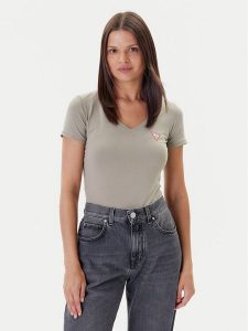 Guess T-Shirt W2YI45 J1314 Khaki Slim Fit. Brązowe t-shirty Guess, xl, z aplikacjami, z bawełny, bez kołnierzyka, bez ramiączek. Za 89,99 zł.