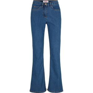 Dżinsy ze stretchem BOOTCUT, mid waist. Niebieskie jeansy bonprix, bez wzorów, z jeansu. Za 84,99 zł.