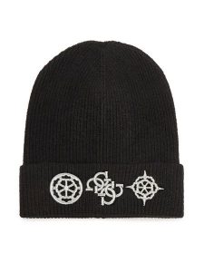 Guess Czapka AW5177 POL01 Czarny. Czarne czapki Guess, z aplikacjami. Za 119,99 zł.