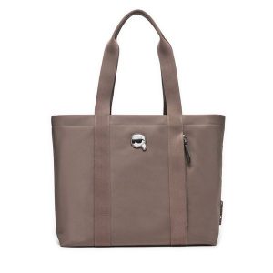 Torebka KARL LAGERFELD. Brązowe shopper bag KARL LAGERFELD, bez wzorów, bez dodatków. Za 679,99 zł.