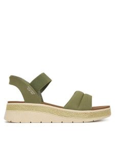 Skechers Sandały BOBS Sun Ray 114413/OLV Zielony. Zielone sandały Skechers, bez wzorów, z materiału, bez obcasa, na płaskiej podeszwie, bez zapięcia. Za 289,99 zł.