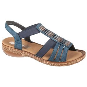 Sandały Rieker Sandals 628G7-14 niebieskie. Niebieskie sandały bez wzorów, z gumy, z otwartym noskiem, bez obcasa, bez zapięcia. Za 471,91 zł.