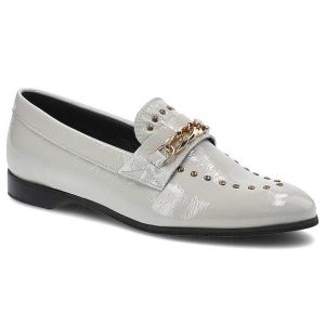 Szare Lordsy Lamanti Damskie Stylowe Obuwie. Szare półbuty Lamanti, z aplikacjami, ze skóry, bez obcasa, na obcasie, bez zapięcia. Za 279,00 zł.