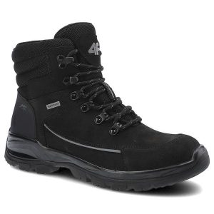 Czarne Trekkingi 4F Damskie Sportowe Buty Zimowe. Czarne botki 4f, na zimę, bez wzorów, z materiału, bez obcasa, na płaskiej podeszwie, bez zapięcia. Za 369,00 zł.