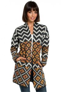 Sweter kardigan bez zapięcia z modnym azteckim wzorem. Długie swetry Polskie swetry, na zimę, s, z jeansu, bez kołnierzyka. Za 259,00 zł.