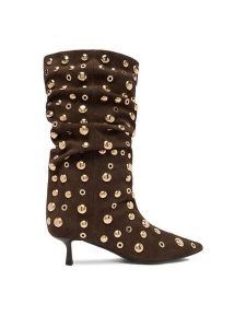 Eva Minge Botki EO-TESS-2117-05 Brązowy. Brązowe botki Eva Minge, bez wzorów, ze skóry, bez obcasa, na szpilce, bez zapięcia. Za 389,99 zł.