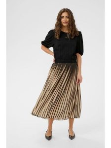 CULTURE Sukienka w kolorze czarno-beżowym rozmiar: M. Czarne sukienki Culture, m, bez wzorów, z wiskozy, bez kołnierzyka, bez ramiączek, maxi. Za 173,99 zł.