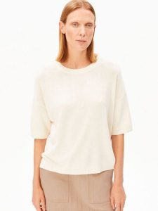 ARMEDANGELS koszula z dzianiny z zawartością lnu - SL Linen Blend Kobiety beżowy, S. Brązowe koszule ARMEDANGELS, s, bez wzorów, z bawełny, bez kołnierzyka, bez ramiączek. Za 279,95 zł.