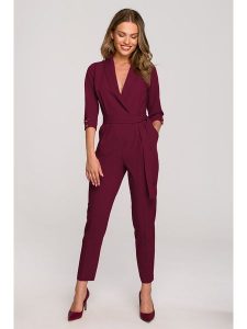 Stylove Kombinezon w kolorze bordowym rozmiar: L. Czerwone kombinezony Stylove, l, bez wzorów, z tkaniny, bez kołnierzyka, bez ramiączek. Za 259,95 zł.