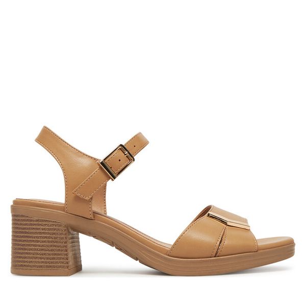 Sandały Clara Barson. Czerwone sandały Clara Barson, bez wzorów, bez obcasa, na koturnie, bez zapięcia. Za 119,99 zł.