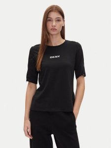 DKNY T-Shirt P4JHBRJQ Czarny Regular Fit. Czarne t-shirty DKNY, m, bez wzorów, z bawełny, bez kołnierzyka, bez ramiączek. Za 169,99 zł.