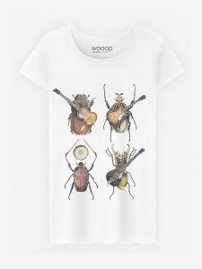 WOOOP Koszulka "Beetles" w kolorze białym rozmiar: L. Białe bluzki Wooop, l, bez wzorów, z bawełny, bez kołnierzyka, bez ramiączek. Za 87,81 zł.