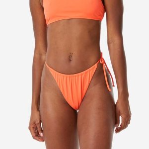 Dół kostiumu kąpielowego damski Roxy Tie Side Cheeky. Brązowe bikini Roxy, bez wzorów, z tkaniny. Za 69,99 zł.