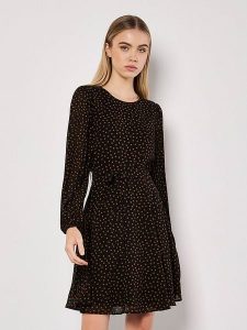 Apricot Sukienka w kolorze czarno-jasnobrązowym rozmiar: XS. Czarne sukienki Apricot, xs, bez wzorów, z tkaniny, bez kołnierzyka, bez ramiączek, mini. Za 83,62 zł.