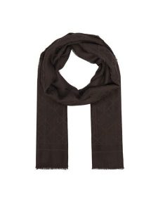 Calvin Klein Szal Emblem Aop Glossy Tonal Scarf LV04F8096G Brązowy ciemny. Brązowe rękawiczki Calvin Klein, bez wzorów, z materiału. Za 269,99 zł.