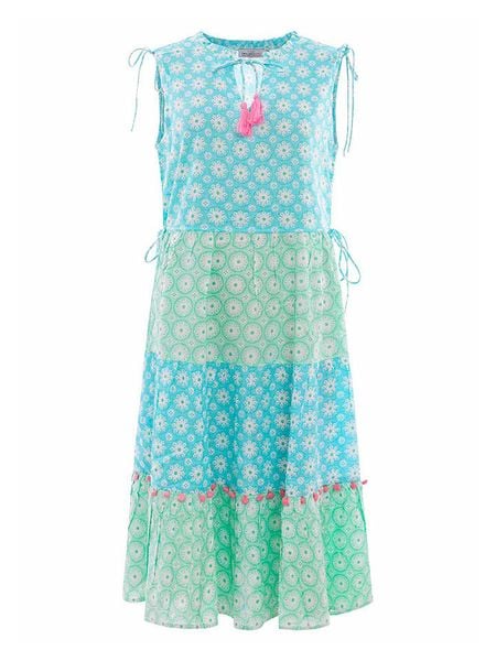 Zwillingsherz Sukienka "Hailey" w kolorze turkusowo-zielonym rozmiar: L/XL. Zielone sukienki Zwillingsherz, na co dzień, l, bez wzorów, z wiskozy, bez kołnierzyka, bez ramiączek, midi, proste. Za 143,90 zł.