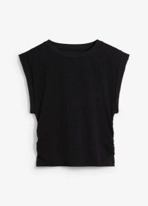 T-shirt z czystej bawełny. Białe t-shirty bonprix, bez wzorów, z bawełny, bez kołnierzyka, bez ramiączek. Za 32,99 zł.