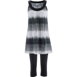 Sukienka + legginsy rybaczki (2 części). Czarne kombinezony bonprix, bez wzorów. Za 109,99 zł.