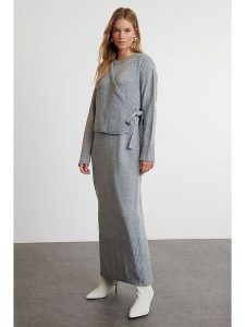 Trendyol 2-częściowy zestaw w kolorze szarym rozmiar: XL. Szare kardigany Trendyol. Za 92,64 zł.