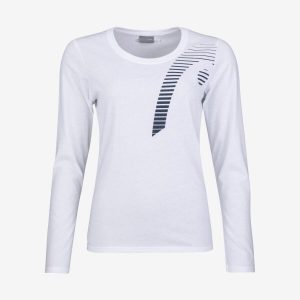 Koszulka z długim rękawem damska CLUB 21 LINDA. Białe bluzki Head, xl, bez wzorów, sportowe, bez kołnierzyka, bez ramiączek. W wyprzedaży za 126,00 zł.