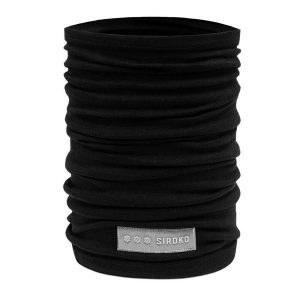 Komin kolarski unisex SIROKO SRX Whirlwind wełna merino. Czarne szaliki SIROKO, na zimę, bez wzorów, z materiału. Za 76,00 zł.