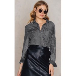 NA-KD Koszula Acid Wash - Grey. Koszule marki NA-KD. W wyprzedaży za 121,47 zł.