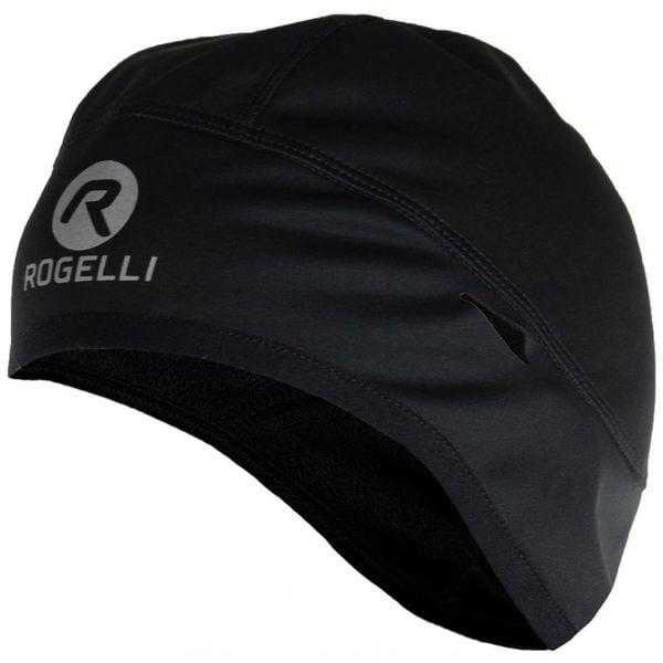 Czapka pod kask unisex Rogelli Lazio, softshellowa. Czarne czapki Rogelli, bez wzorów, sportowe. W wyprzedaży za 59,00 zł.