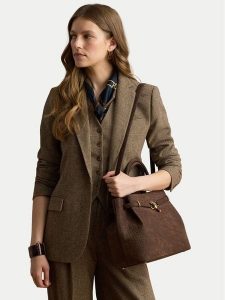 LAUREN RALPH LAUREN Torebka 431P18464003 Brązowy ciemny. Brązowe kuferki Lauren Ralph Lauren, bez wzorów, z nubiku, bez dodatków. Za 2 399,00 zł.