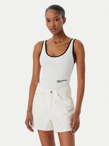 Karl Lagerfeld Jeans Body A2W17021 Biały Slim Fit. Białe body i gorsety Karl Lagerfeld Jeans, bez wzorów, z bawełny. Za 290,99 zł.