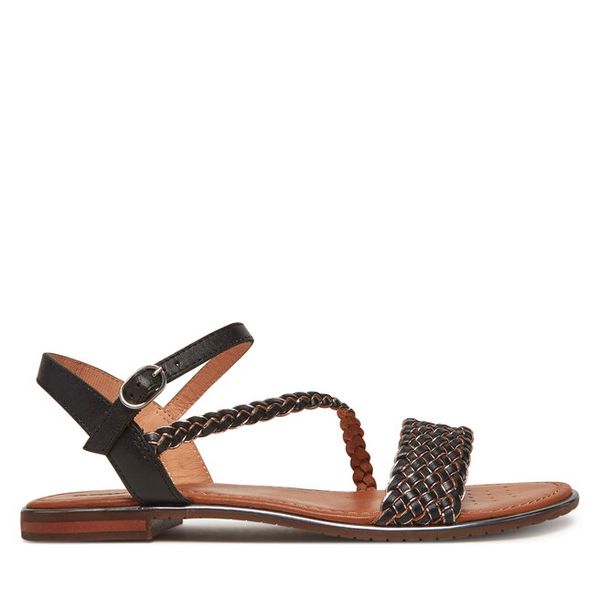 Sandały Geox. Czarne sandały Geox, bez wzorów, bez obcasa, na płaskiej podeszwie, bez zapięcia. Za 239,99 zł.