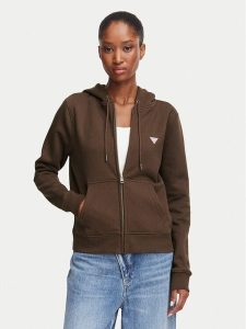 Guess Jeans Bluza W4YQ03 KC811 Brązowy Regular Fit. Brązowe bluzy Guess Jeans, s, z aplikacjami, z bawełny, bez kaptura. Za 389,99 zł.