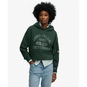 Bluza damska z kapturem Superdry Athletic Essentials. Zielone bluzy Superdry, bez wzorów, z kapturem. Za 284,00 zł.