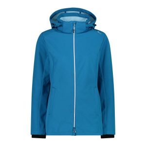 Kurtka damska turystyczna CMP 3A22226. Niebieskie kurtki CMP, l, bez wzorów, z softshellu, z kapturem. Za 382,50 zł.