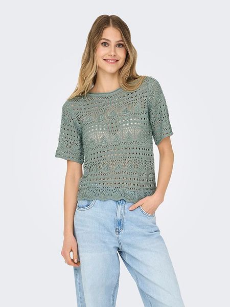 JDY Koszulka dzianinowa w kolorze zielonym rozmiar: XS. Zielone bluzki JDY, xs, bez wzorów, z dzianiny, bez kołnierzyka, bez ramiączek. Za 37,03 zł.