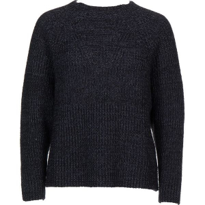 Sweter w kolorze niebiesko-czarnym. Czarne swetry oversize marki Gottardi, prążkowane, z okrągłym kołnierzem. W wyprzedaży za 173,95 zł.