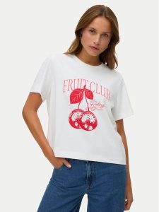 Vero Moda T-Shirt Yma 10338503 Biały Regular Fit. Białe t-shirty Vero Moda, m, bez wzorów, z bawełny, bez kołnierzyka, bez ramiączek. Za 89,99 zł.