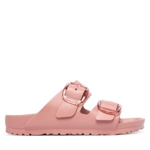 Klapki Birkenstock. Czerwone klapki Birkenstock, bez wzorów, bez obcasa. Za 299,99 zł.