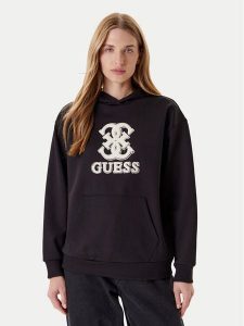 Guess Bluza V5YQ01 KCX22 Czarny Regular Fit. Czarne bluzy Guess, m, z aplikacjami, z syntetyku, bez kaptura. Za 279,99 zł.