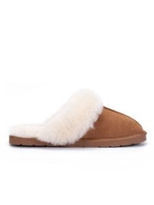 Gooce Wełniane kapcie "Emeline" w kolorze jasnobrązowym rozmiar: 38. Brązowe kapcie Gooce, bez wzorów, ze skóry. Za 222,45 zł.