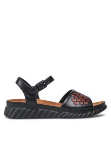Go Soft Sandały EST-2299-03 Czarny. Czarne sandały Go Soft, bez wzorów, ze skóry, bez obcasa, na koturnie, bez zapięcia. Za 169,99 zł.