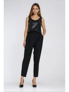 Nife Spodnie w kolorze czarnym rozmiar: 38. Czarne spodnie z wysokim stanem Nife, bez wzorów, z materiału, z podwyższonym stanem. Za 208,95 zł.