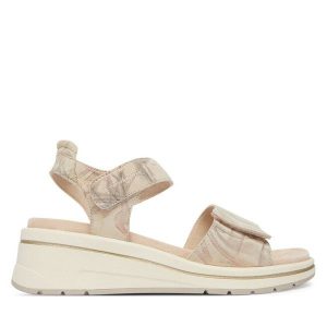 Sandały Caprice. Brązowe sandały Caprice, bez wzorów, bez obcasa, na koturnie, bez zapięcia. Za 329,99 zł.