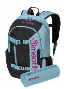 Plecak z mocowaniem na deskorolkę Basejumper – aqua/pink Meatfly + piórnik. Czerwone plecaki Meatfly. Za 254,99 zł.