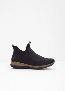 Wsuwane sneakersy marki Rieker. Czarne buty sportowe bonprix, bez wzorów, bez zapięcia. Za 249,99 zł.