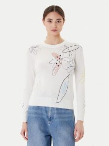 Desigual Sweter Arty 25WWJF33 Biały Regular Fit. Białe swetry klasyczne Desigual, xl, z wiskozy, bez kołnierzyka. Za 229,99 zł.