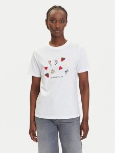 Pieces T-Shirt Funly 17160308 Biały Regular Fit. Białe t-shirty Pieces, m, bez wzorów, z bawełny, bez kołnierzyka, bez ramiączek. Za 49,99 zł.