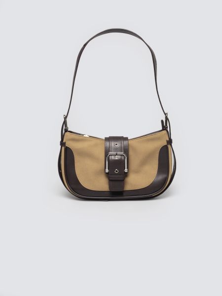 Torebka damska na ramię z klamrą beżowa Pameli 801. Brązowe torebki klasyczne Big Star, z aplikacjami, z jeansu, na ramię, bez dodatków. Za 179,99 zł.